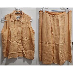 FLAX by Jeanne Engelhart Womens 2 Piece Set Sleeveless Top (M)/Adjustable Skirt